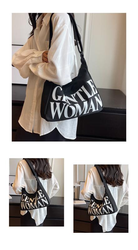Product Introduction of Gentlewoman-printed canvas bag for men, shoulder bag with diagonal straddle, with zipper, black and white women crossbody bags 0