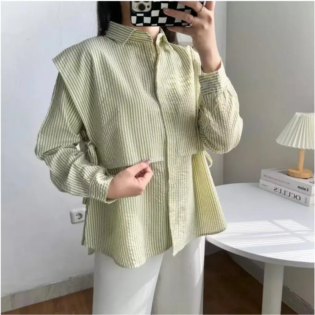 BM - KEMEJA LAYER SALUR YUMI LENGAN PANJANG - ATASAN WANITA LAYER KEKINIAN