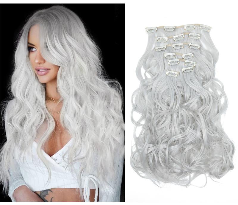 Product Introduction of European and American Fashion 16 Card 7-Piece Set Wig Set Women's Long Curly Hair High Temperature Matte Silk Hair Extension Cross-Border Foreign Trade 13