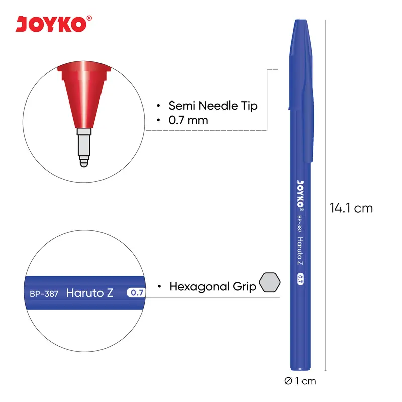 JOYKO BALL PEN BLACK BLUE RED PENA PULPEN JOYKO BP-387 HITAM BIRU MERAH HARUTO Z BOX LUSIN [12PCS] 2