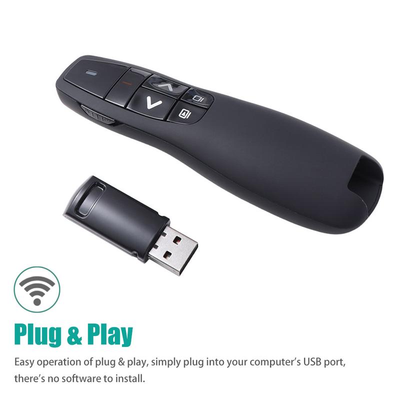 Bền bỉ Điều khiển USB Người thuyết trình thông minh Powerpoint Điều khiển từ xa hồng ngoại Trình bày từ xa Máy thuyết trình không dây 2.4GHz Con trỏ laser Bộ điều khiển từ xa Bút lật laser PPT Trình chiếu máy chiếu