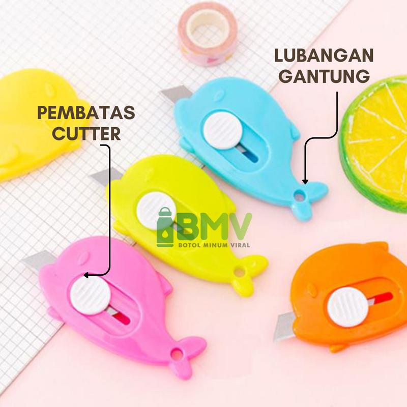 Cutter Mini Bentuk Awan Dolphin Stainless Steel Untuk Keamanan Sekolah dan Seni 2