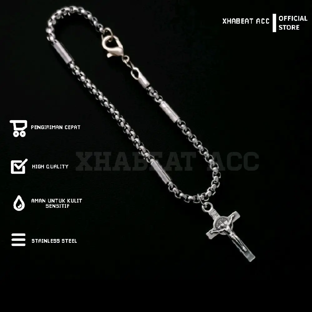 [COD] GELANG SALIB SILVER MODEL TITANIUM