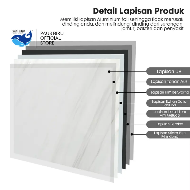 Paus Biru - Wallpaper dinding Vinyl Marble Motif Kayu 30 x 60 cm 0 3cm Stiker Keramik A14 7