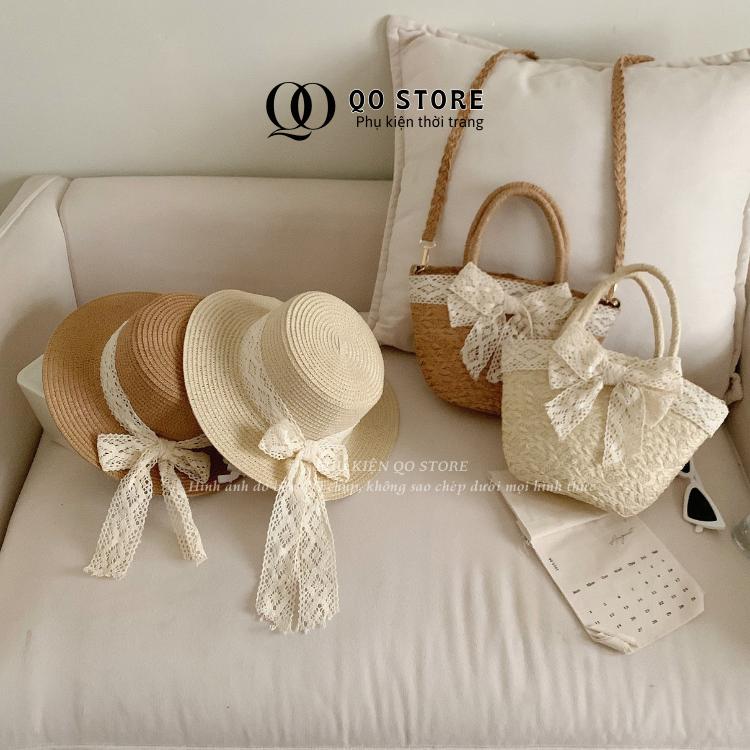 Combo Túi Mũ Cói Đeo Chéo Mix Nơ Ren Xinh Xắn Nhẹ Nhàng T27M18 QO Store 7