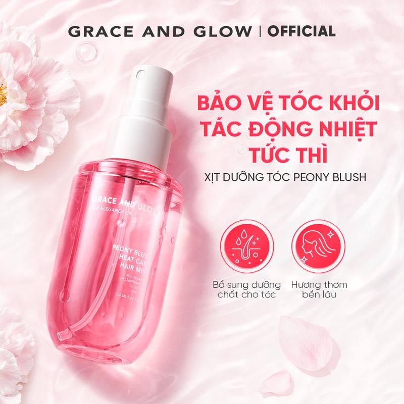 MỚI Xịt dưỡng tóc Peony Blush Grace and Glow dầu tóc chăm sóc hư tổn Double Rich & Double Repair 100ml