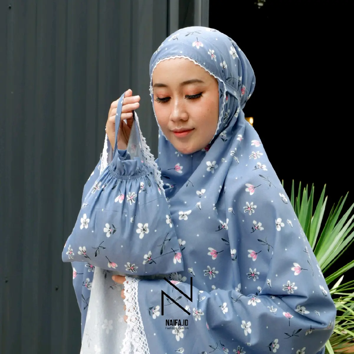 Mukena Dewasa Full Renda Traveling Pouch Mini Katun Premium Motif Bunga 2in1 Terbaru