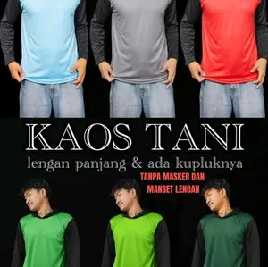 KAOS TANI 3pcs - kaos lengan panjang kupluk bahan hyget super Baju Kerja