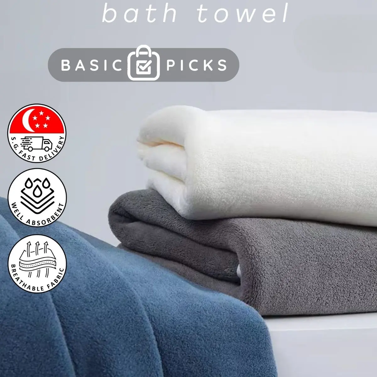 【SG Stock】Premium Coral Fleece Quick Drying Face Body Gym Bath Towel Soft Non-Shedding Water Absorbent
