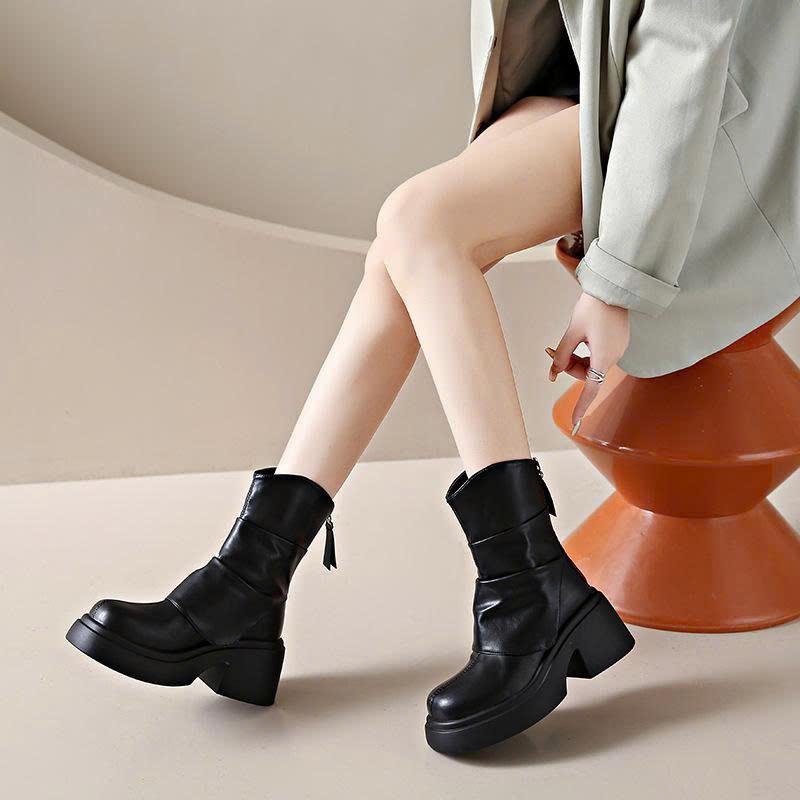 Bốt Nữ Đế Xuồng Gót Chunky - HÀNG LOẠI 1 MSP: A9