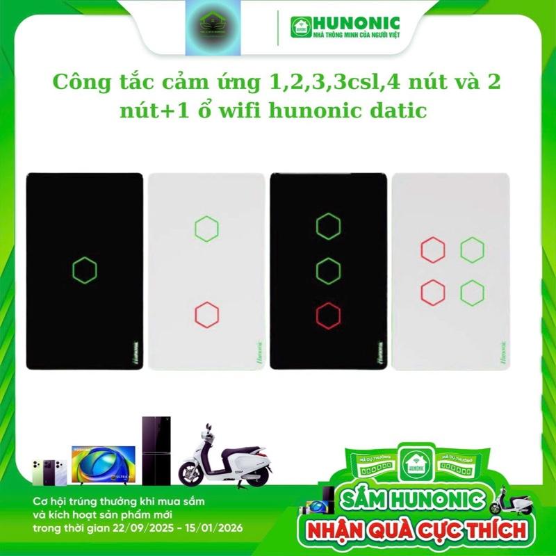 Công tắc cảm ứng wifi hunonic datic 1,2,3,4 nút mới điều khiển hẹn giờ bật tắt từ xa qua điện thoại
