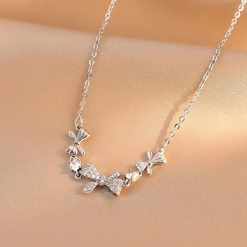 【Promosi Super】COD Gelang Titanium Anak Perempuan Busur Berlian Perak Aksesoris Estetika Korea Busur Perhiasan Titanium Asli Fashion 7