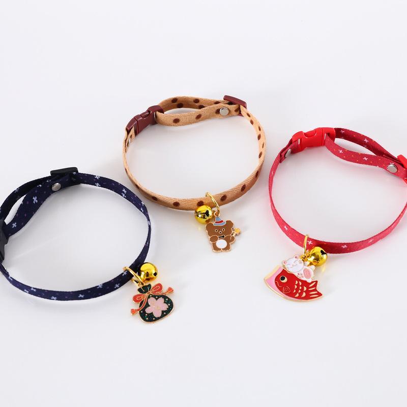Product Introduction of Pet cat New Year's collar adjustable buckle bells polka dot blessing bag pendant puppy rabbit necklace accessories 26