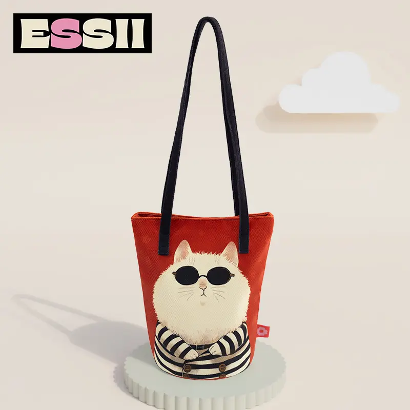 Sunglasses Cat One Shoulder Bucket Bag