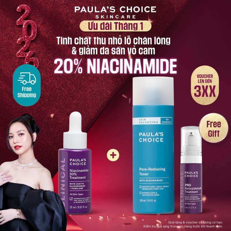   Paula's Choice x Hannah Olala  Tinh chất hỗ trợ thu nhỏ lỗ chân lông Paula's Choice Clinical Niacinamide 20% Treatment 20ml A8030 