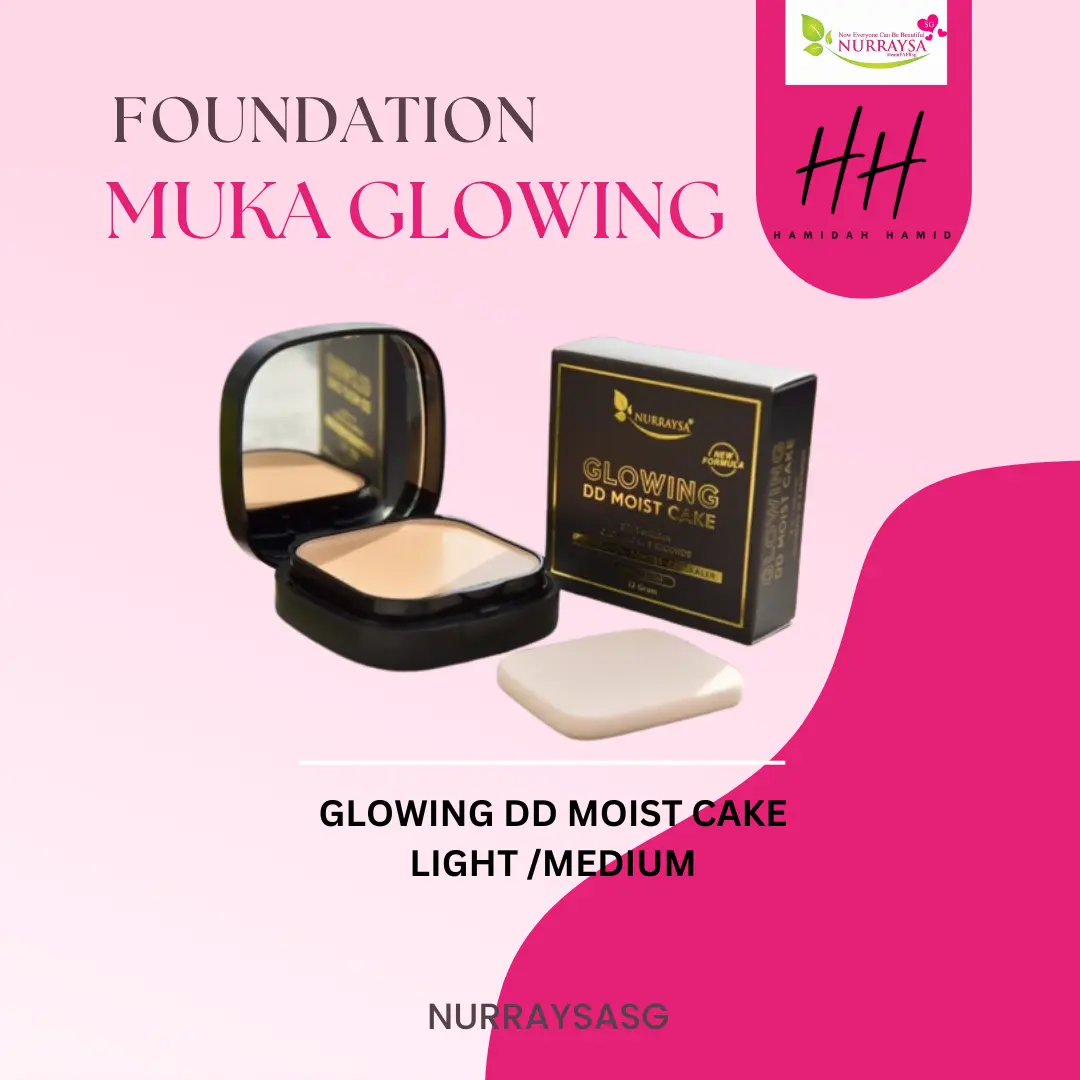 Nurraysa GLOWING DD MOIST CAKE  ringan ,glowing ,SPF50, powder, concealer, full coverage, tutup parut, tak bercapuk, foundation mesra wuduk,  halal,  travel, tutup jeragat   Cosmetic Uv Makeup long-lasting du Jojoba