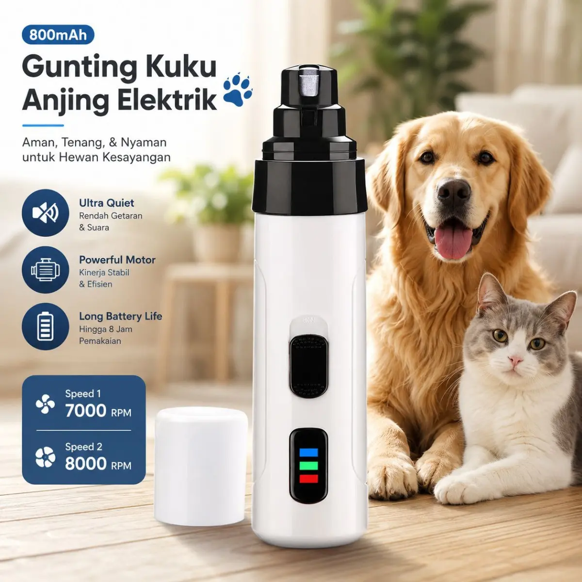 Gunting Kuku Anjing Elektrik Charging Pet Nail Grinder - M1