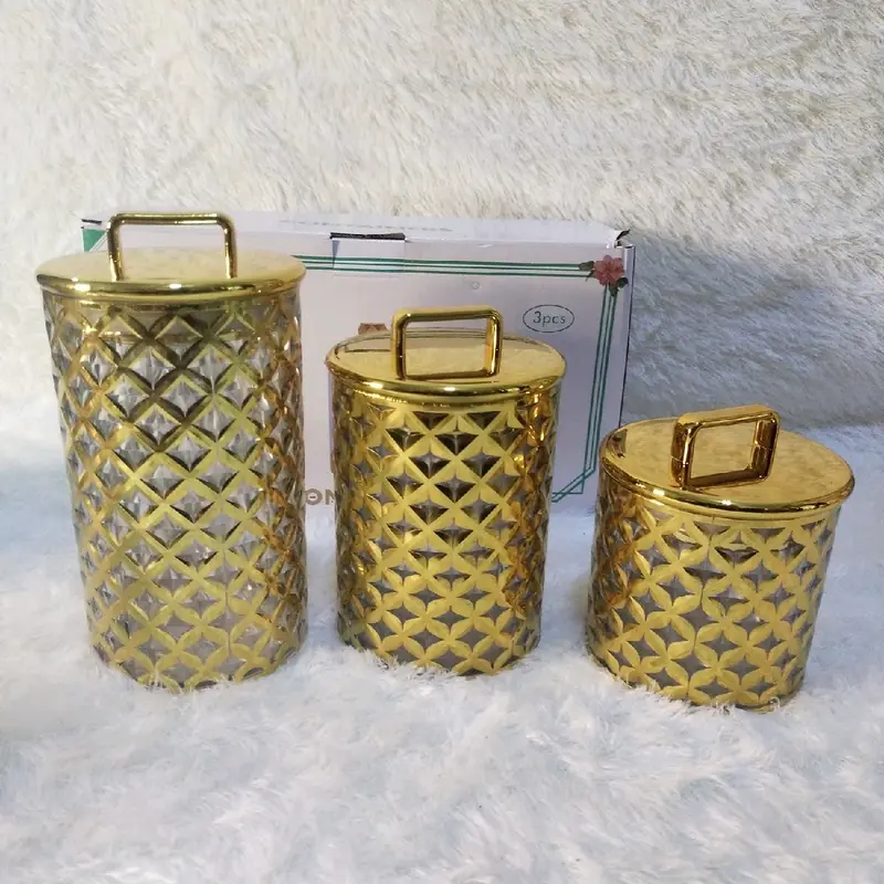 Toples Sultan Akrilik 3 pcs Gold Penyimpanan Plastik Emas 4