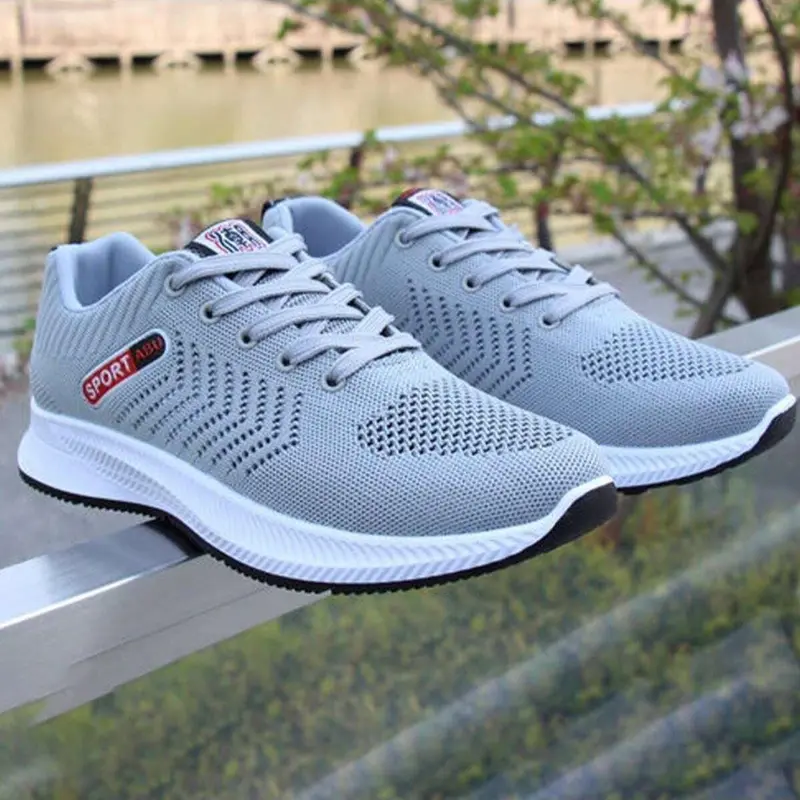 Nuevos zapatos deportivos casuales de moda para hombres, zapatos de tenis para hombres livianos y cómodos, zapatos para correr con cordones antideslizantes y que absorben los golpes, diseño superior de malla transpirable con bloqueo de color. - Foto 9