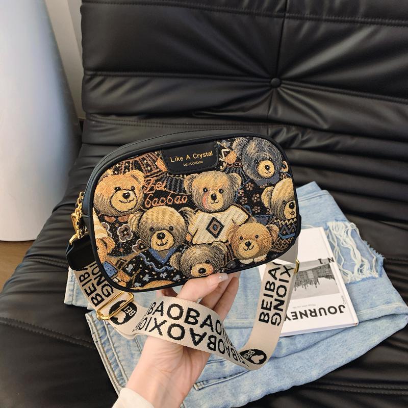 Product Introduction of Double-Layer Small Round Bag for Women - Street Style Trendy Canvas Bag, Casual and Versatile Shoulder and Crossbody Bag 14