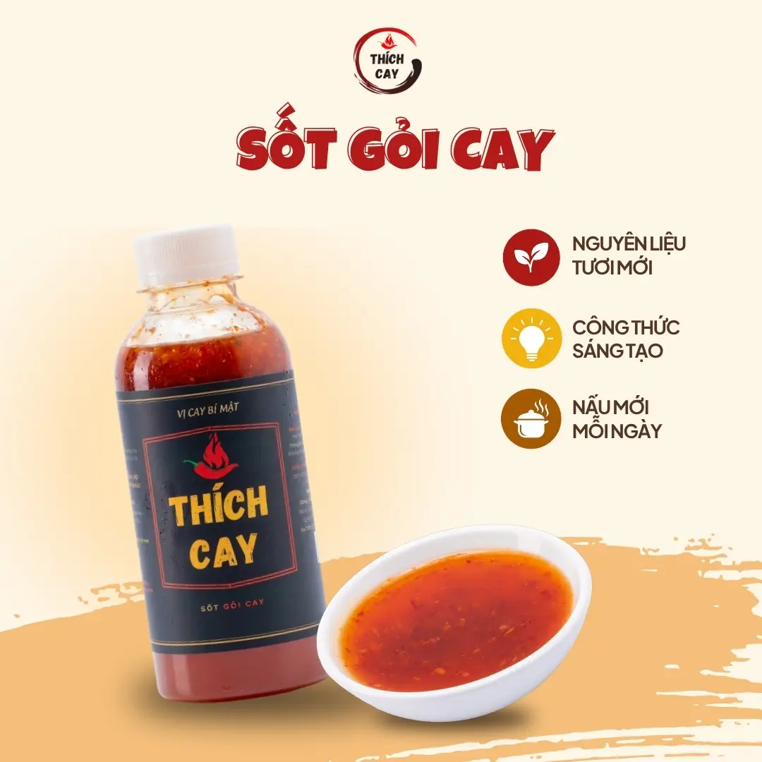 Sốt gỏi cay Thích Cay 250ml, sốt trộn salad, thơm ngon, tiện dụng, công thức gia truyền Gia Vị Nước Sốt