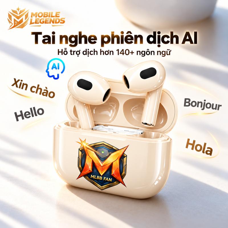 Tai nghe Bluetooth MLBB khử tiếng ồn, chất lượng cao, âm thanh HiFi stereo, IPX5, pin sử dụng trong 4–6 giờ, tương thích với iphone và android