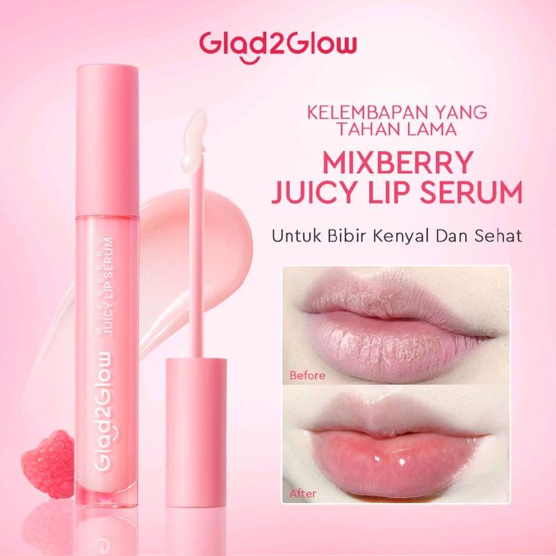 Glad2Glow Mixberry Juicy Lip Serum 5.5ml Serum Bibir Lip Balm Perawatan Bibir Hidrasi Bibir 1