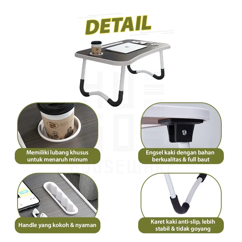 BISA COD Meja Lipat Portable dengan Handle / Meja Belajar Anak / Meja Laptop Multifungsi Anti Air 7