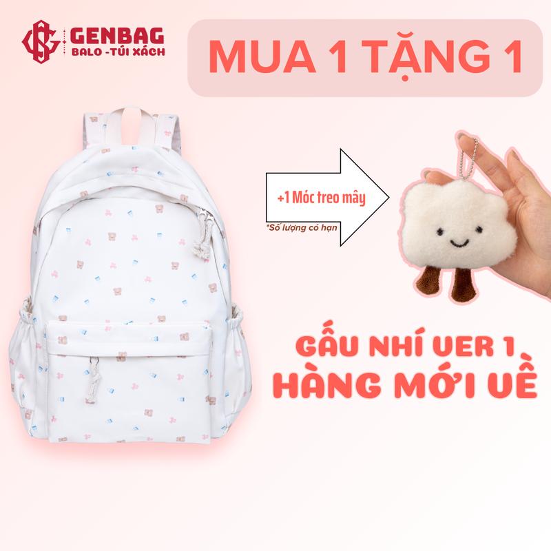 Balo gấu nhí GENBAG cute balo họa tiết thời trang nữ đi học nhiều ngăn vải dù trượt nước vừa laptop 14.5 inch BL03