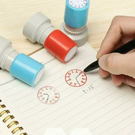 Mainan Stempel Jam Belajar Mengenal Waktu - Mainan Edukasi Jam Analog - Clock Stamp Education Toy