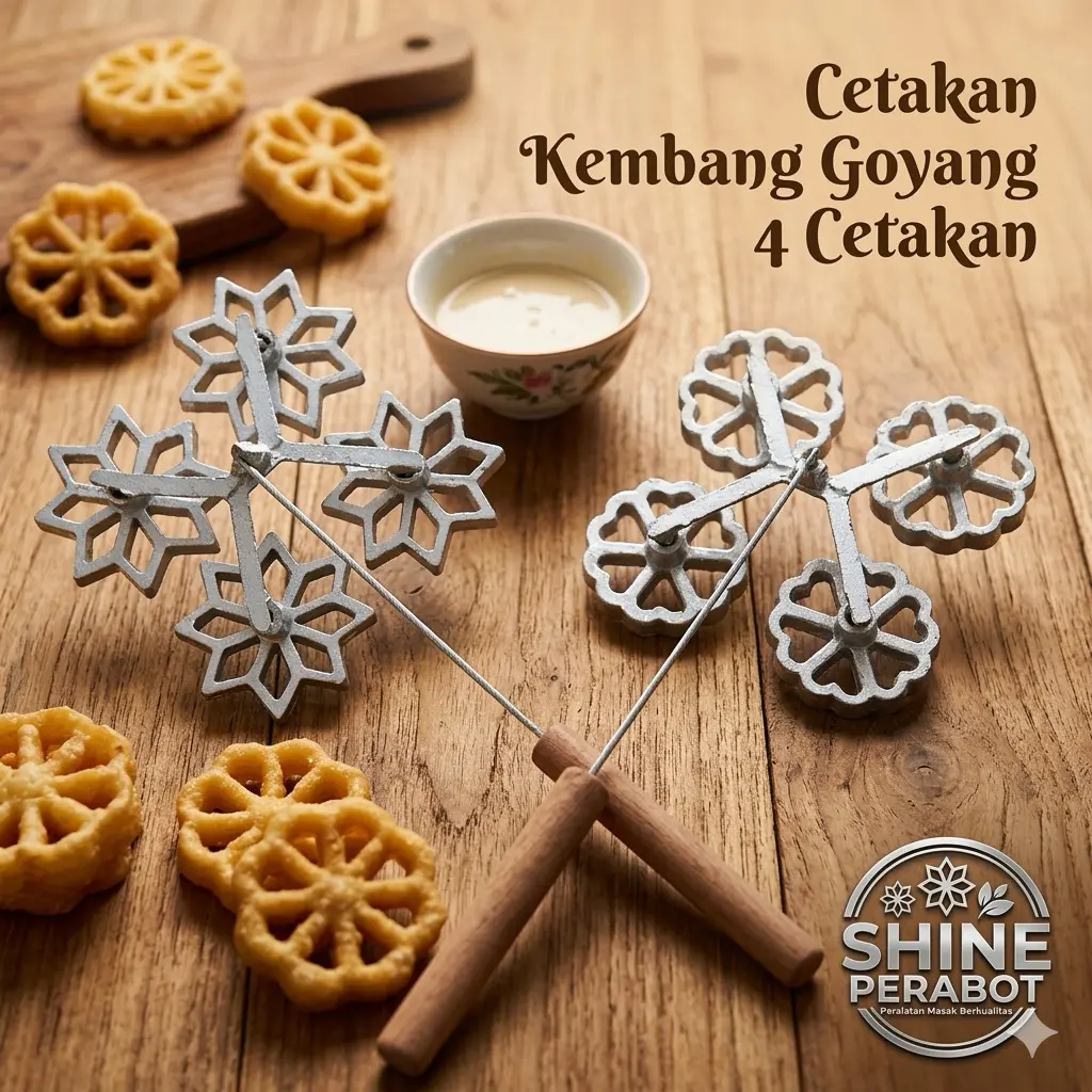 Cetakan Kue Kembang Goyang 4 Cetakan Motif Bunga & Bintang | Alat Pembuat Kue Tradisional