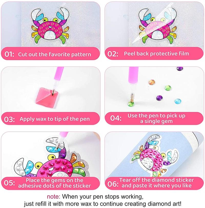 Product Introduction of 12 Create Big Gem Diamond Painting Sticker Kit Art Craft Girls Boys Unicorn Animal Sealife Magical Mosaic Dot Sticky Toys Gifts 3