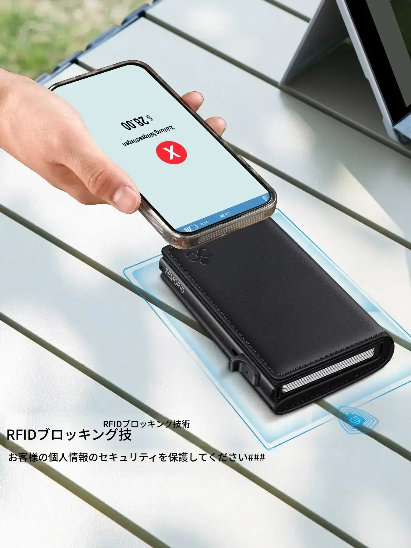 メンズ薄型財布、カード9～13枚収納可能、RFIDスキミング防止
