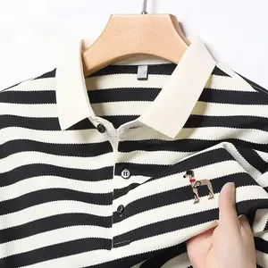 Olet Striped Breathable Polo kaos berkerah pria premium