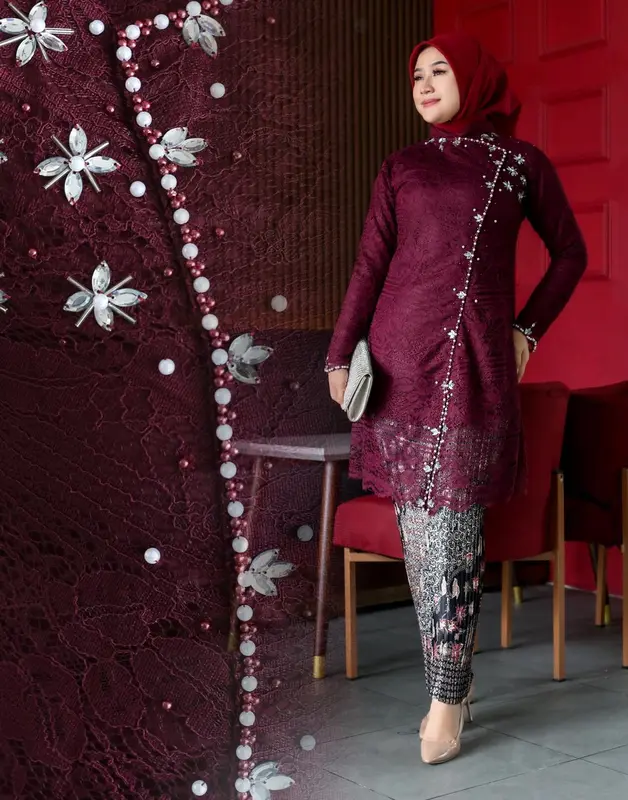 New Kebaya Tunik Brokat Janggan Sudah Ful Payet Baju Seragam Pesta Kondangan Keluarga Kebaya Wanita Wanita Kekinikan Dan Acara Lainya 1