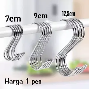 S Hook Gantungan Baju S Jumbo Steinless Steel Kualitas Tebal Hook Serbaguna Import 12,5 cm Stainless