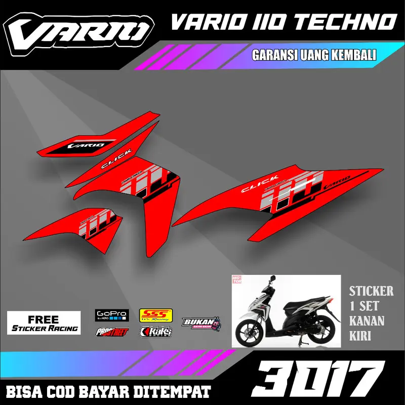 Striping Sticker lis decal Vario Techno 110 motif vietnam style click semi fullbody 7