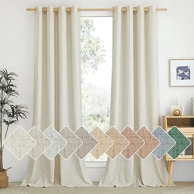 Christmas Curtain For Living Room, Ivory white 2024 curtains, deer curtains, ivory gold curtains, linen curtains, door drapes, window curtains