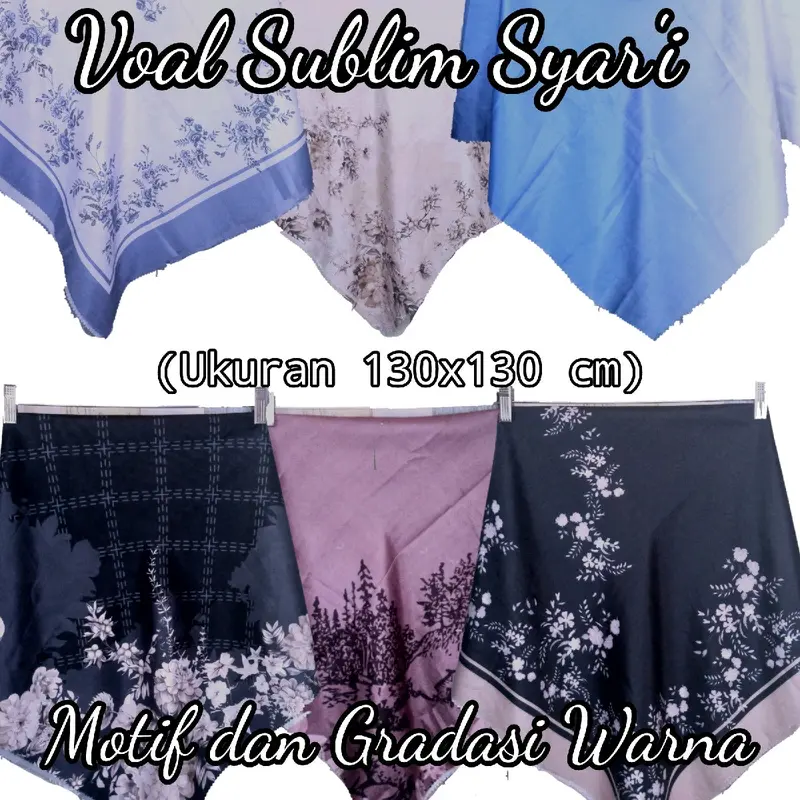 Hijab Segiempat Voal Syar'i Motif Campur Part 1 0