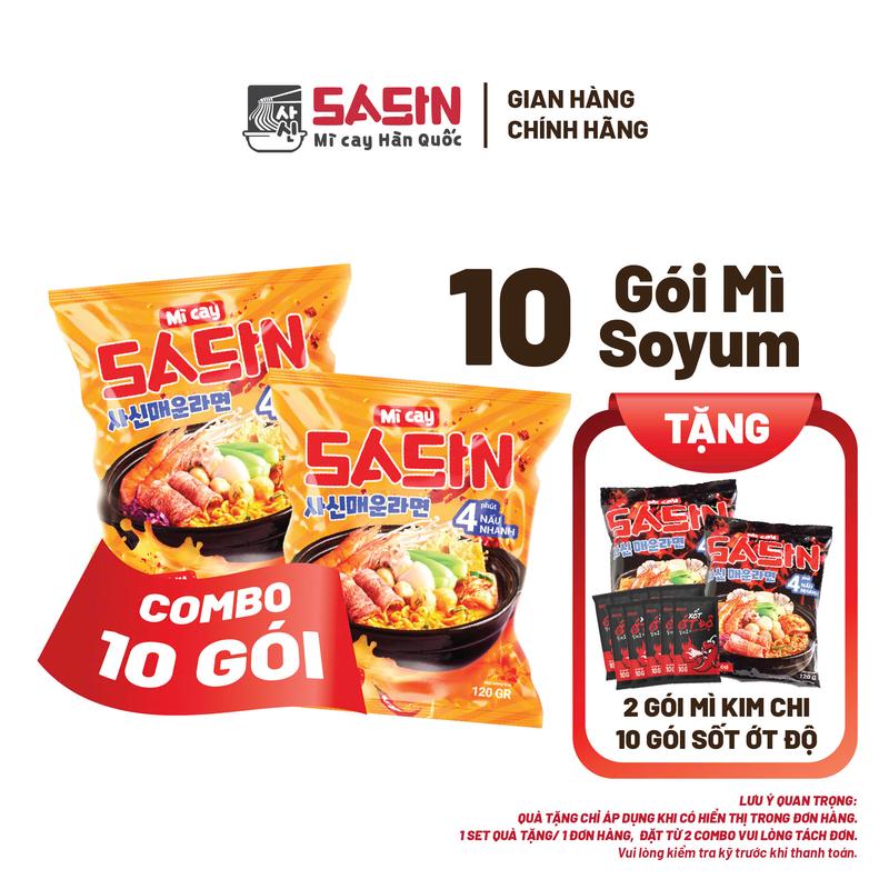  KOL  Mì cay Sasin vị soyum  10 gói mì + 10 gói xốt ớt độ  BSET0113 