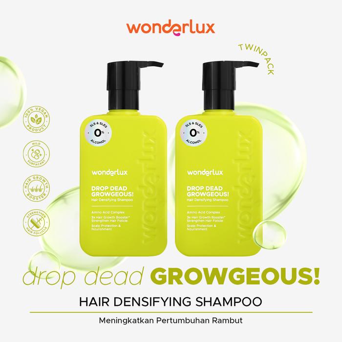 Gambar [HARGA SPESIAL] Wonderlux Drop Dead Growgeous! Densifying Hair Growth Shampoo [2x250ml] Haircare Rontok Lebat Vitamin Sampo Perawatan Conditioner dari Wonderlux ID Kab. Sidoarjo Tokopedia