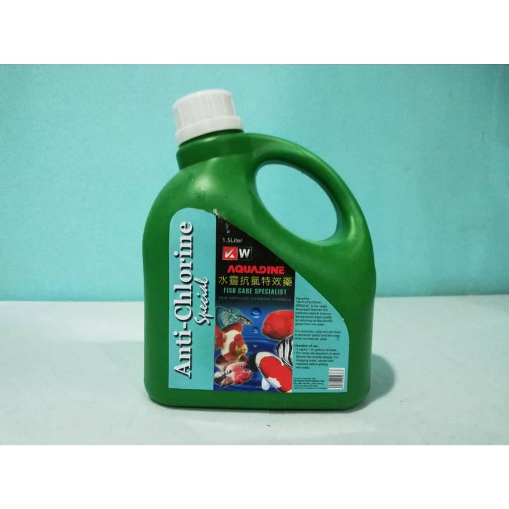 [2x Bottles] Aquadine Anti Chlorine 1.5Litre Aquarium Pond Fish Tank Anti Klorin Ikan Akuarium