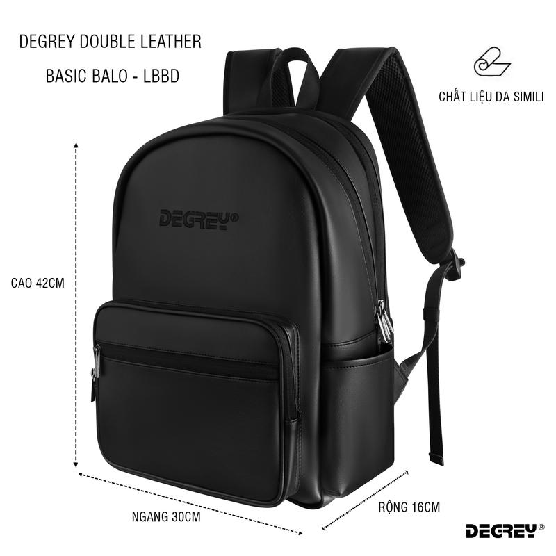 Degrey Double Leather Basic Balo -LBBD Đeo Vai Da
