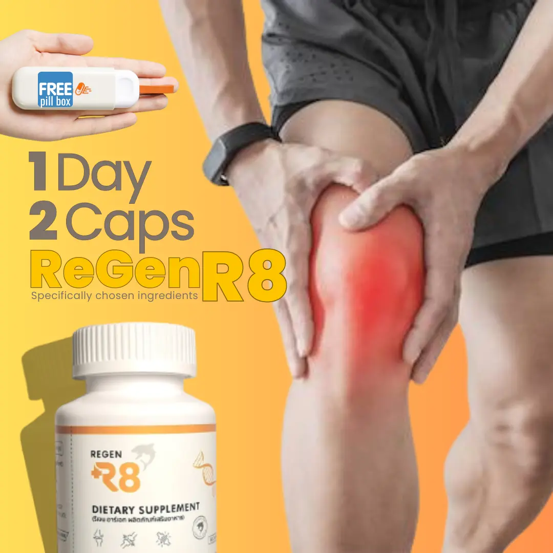RegenR8 For Bad Knee and Joint Discomfort | Natural Dietary Supplement Fast-acting and Safe | Halal & GMP Certified | 4 Specifically Chosen Ingredients : Collagen Type II, Optimized Curcumin, Shark Cartilage & Ayuric