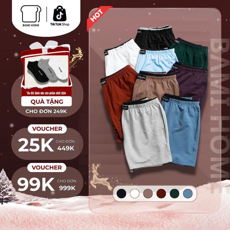 Quần đùi nam BAMIHOME quần short quần ngủ nam chất thun cotton thoáng mát form Slim Fit QT4C01