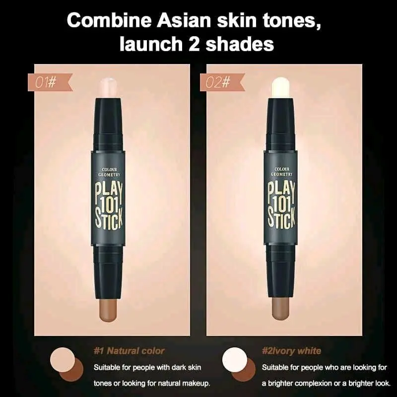 (Paket 2 pcs) DNM Stick 2-Head Light Shading Concealer Contour Dua Sisi Untuk Mencerahkan Kulit 2