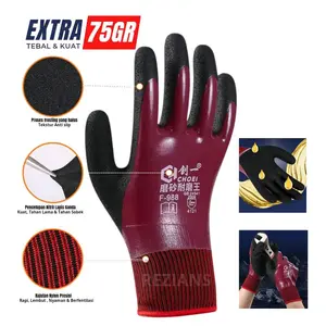 EJ PRO Sarung Tangan Safety Nitril Latex Palmfit Palm Fit Nylon Berkualitas Premium Karet