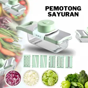 Parutan Pengiris/pemotong Parutan Serbaguna Sayur & Buah Multifunctional Vegetable Cutter Fruit Slicer 9in1 Cutter Premium Stainless Steel Multifungsi Kitchenware