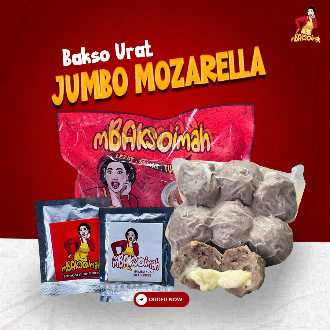 mBAKSoimah Bakso Urat Jumbo Mozarella (1 pack isi 6pcs Bakso Urat Mozarella)