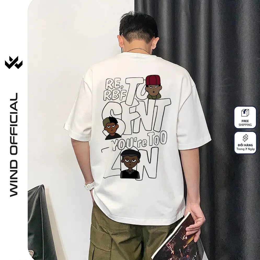 Áo thun tay lỡ WIND  unisex form rộng RBF 65% cotton áo phông thời trang nam nữ oversize vibe Genz